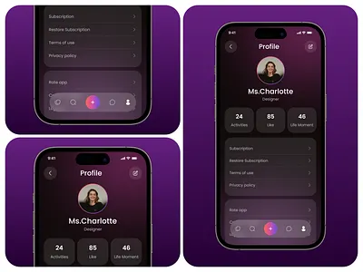 Profile Screen – Mobile App Concept ai ai app design ai dating app app design chatting creator dating app dating mobile app edit profile mobile mobile app profile profile page profile setting setting settings subscription ui design uiux user profile