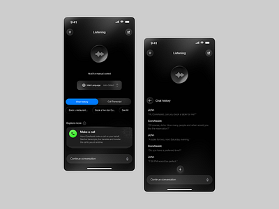 CoreAssist - AI-Powered Smart Call & Booking Assistant ai assistant app app design app interface app ui artificial intelligence assistant chatbot ios app mobile mobile app mobile app design mobile application mobile ui modern app ui product design saas ui ux