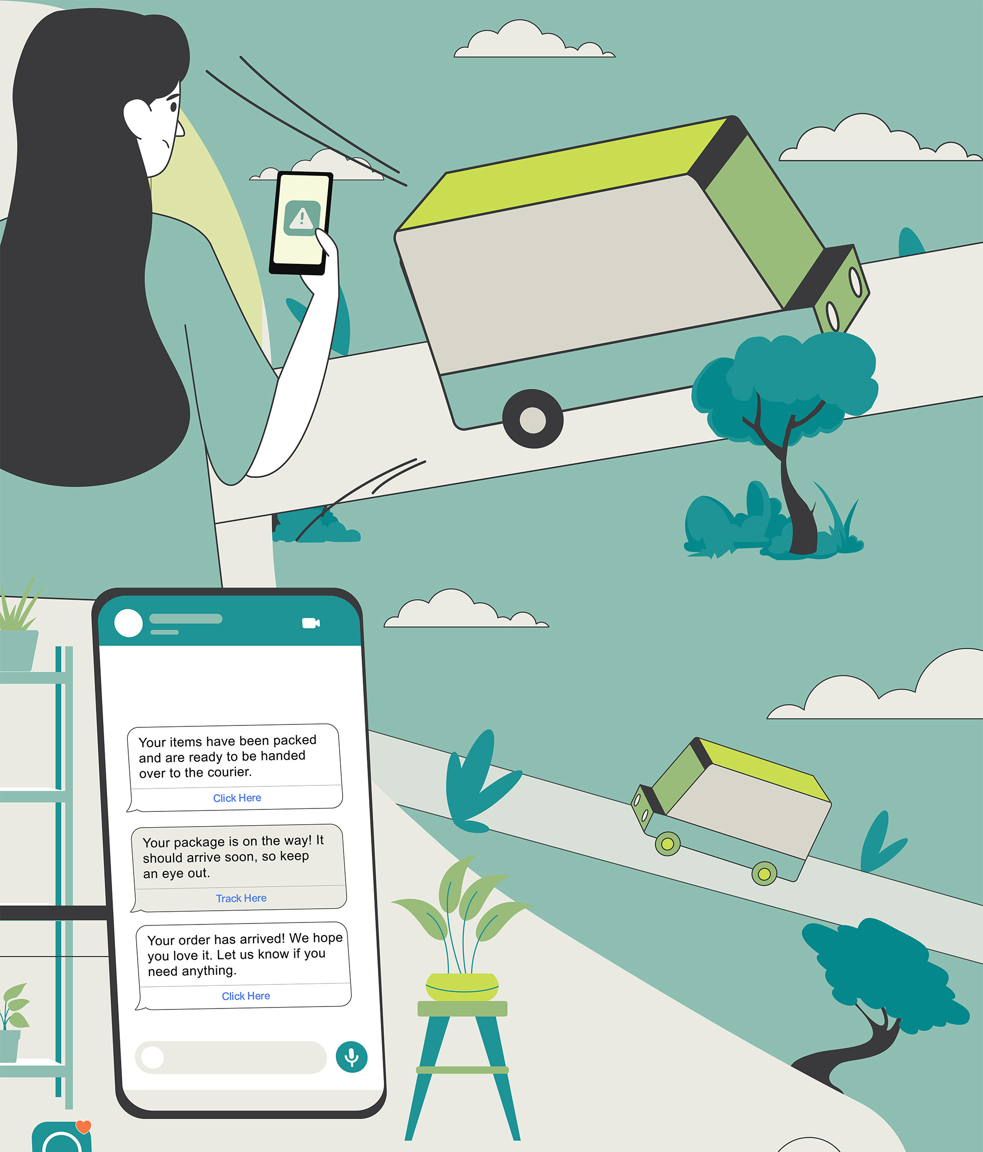 Delivery App CPaas Messaging App | Custom Illustration animaio cpaas message delivery illustration explainer explainer video illustration saas explainer storyboard ui video design