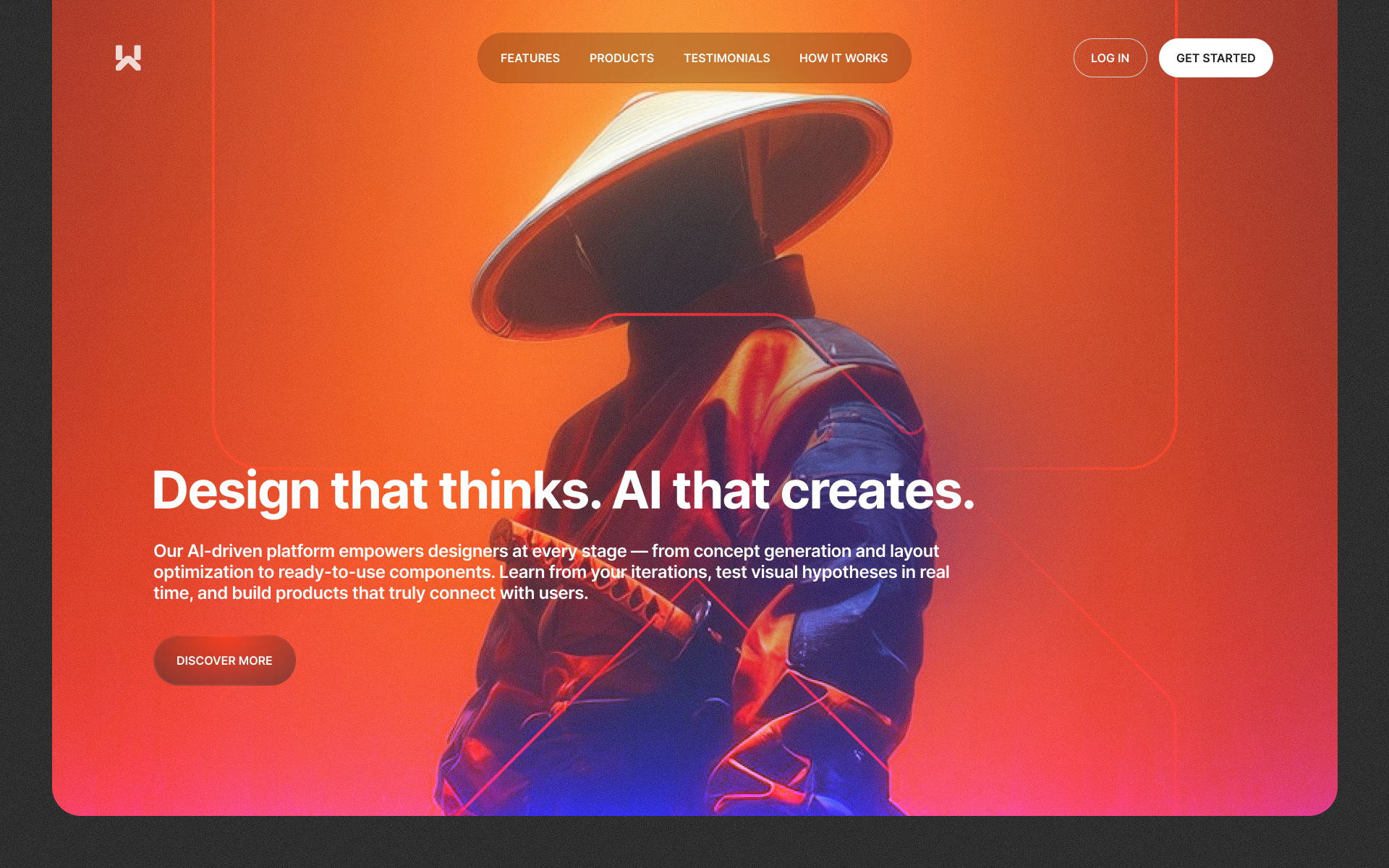 AI Samurai – Hero Section Exploration ai design concept design conceptual creative exploration exploration hero section landing page ui design ux design visual design web design
