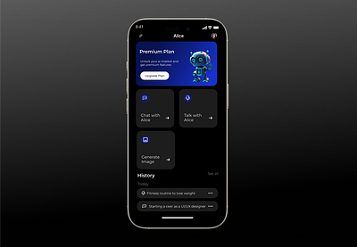 Alice - AI Chatbot Homepage Design design homepage mobile app ui ux