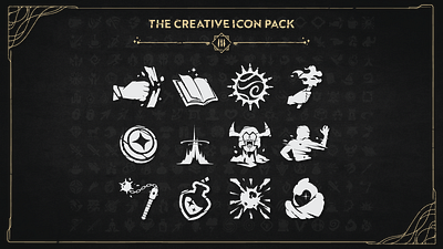 The Creative Icon Pack: III boargame gaming graphic design handcrafted iconpack icons illustration minimal trading card game ui vector videogame