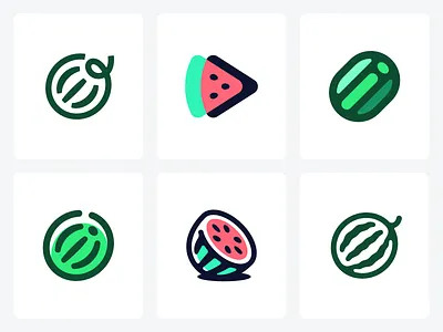 Watermelon logos creative logo fruit logo fun logo logo design logo versions logofolio playful watermelon watermelon logo