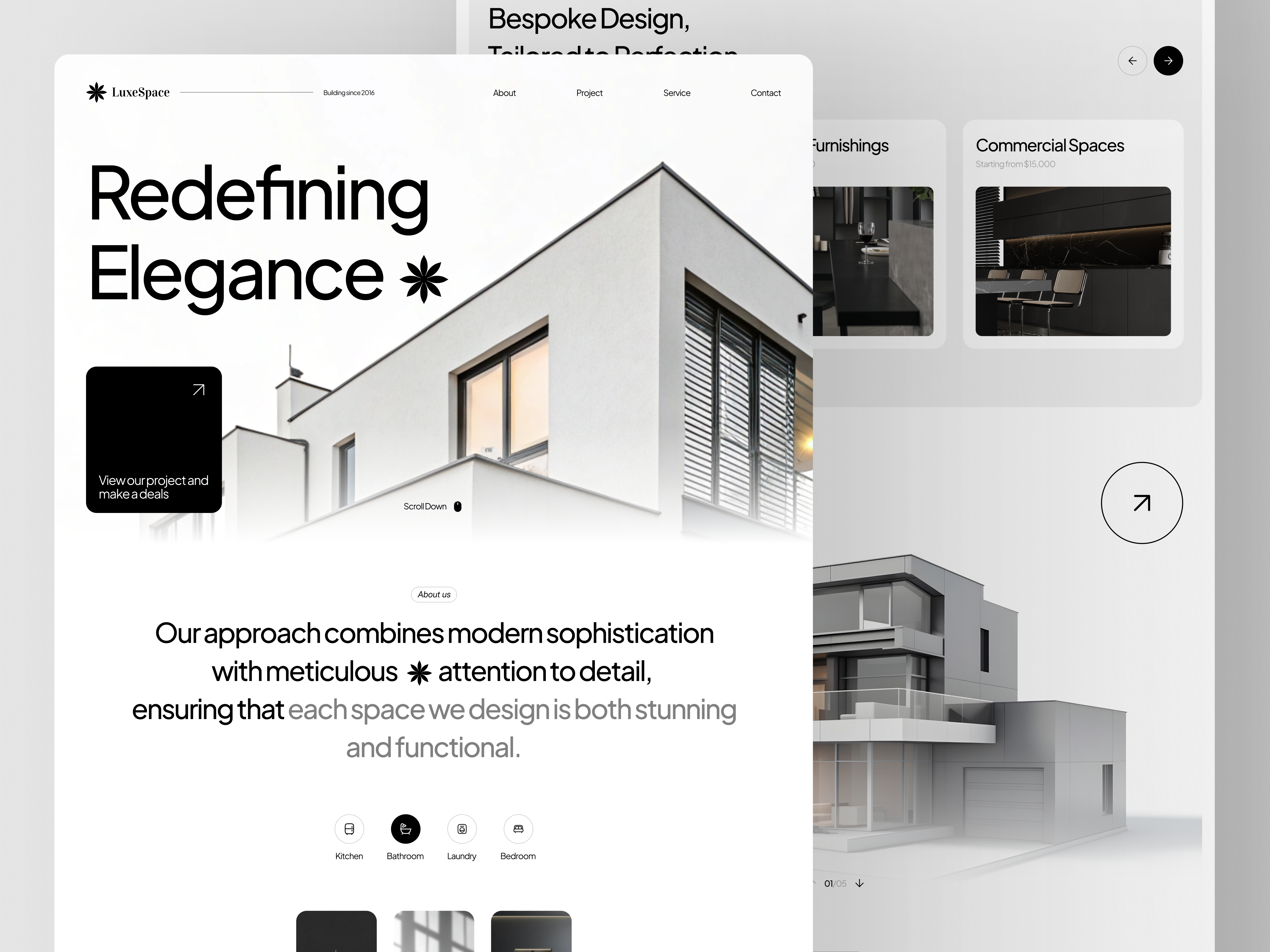 LuxeSpaces: Refined interior design portfolio contact cta