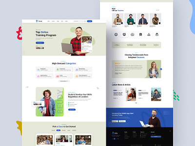 Online Course Landing Page 3d animation branding clean course creative design education graphic design illustration logo minimal motion graphics olnile course online study student ui website