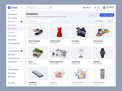 Categories Page - | E-commerce Dashboard Design 🛍️ app design branding clean design design service e commerce e commerce dashboard design ecommerce dashboard illustration minimal ui ui ux design ui ux designer ux ux design web design web design agency website design