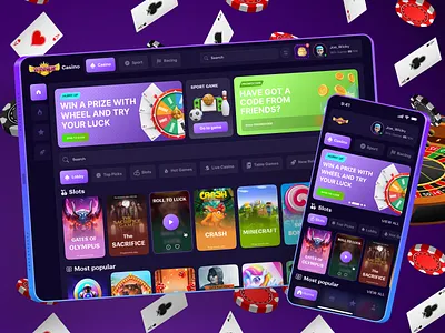 Modern Online Casino Dashboard Concept 3d animation branding casino dashboard design graphic design illustration logo motion graphics responsive ui vector