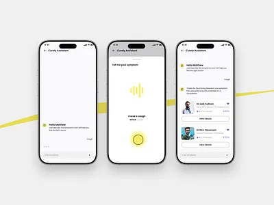 AI Health Assistant - Curely – Doctor Appointment ai android assistant conversation doctor figma health ios listening mobile mobile design uiux