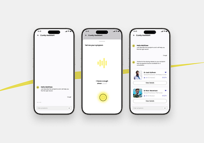 AI Health Assistant - Curely – Doctor Appointment ai android assistant conversation doctor figma health ios listening mobile mobile design uiux