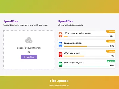 Daily UI Challenge #031 - File Upload 031 100days 100daysuichallenge dailyui dailyuichallenge fileupload ui uichallenge uidesign upload uploadfiles ux uxdesign