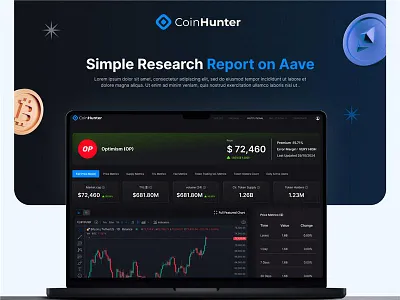 Crypto Research Dashboard – CoinHunter 💹 appdesign branding creativedesign darkmode dashboarddesign design designinspiration figma illustration minimaldesign mobiledesign moderndesign productdesign prototype typographydesign ui uidesign ux uxdesign webdesign