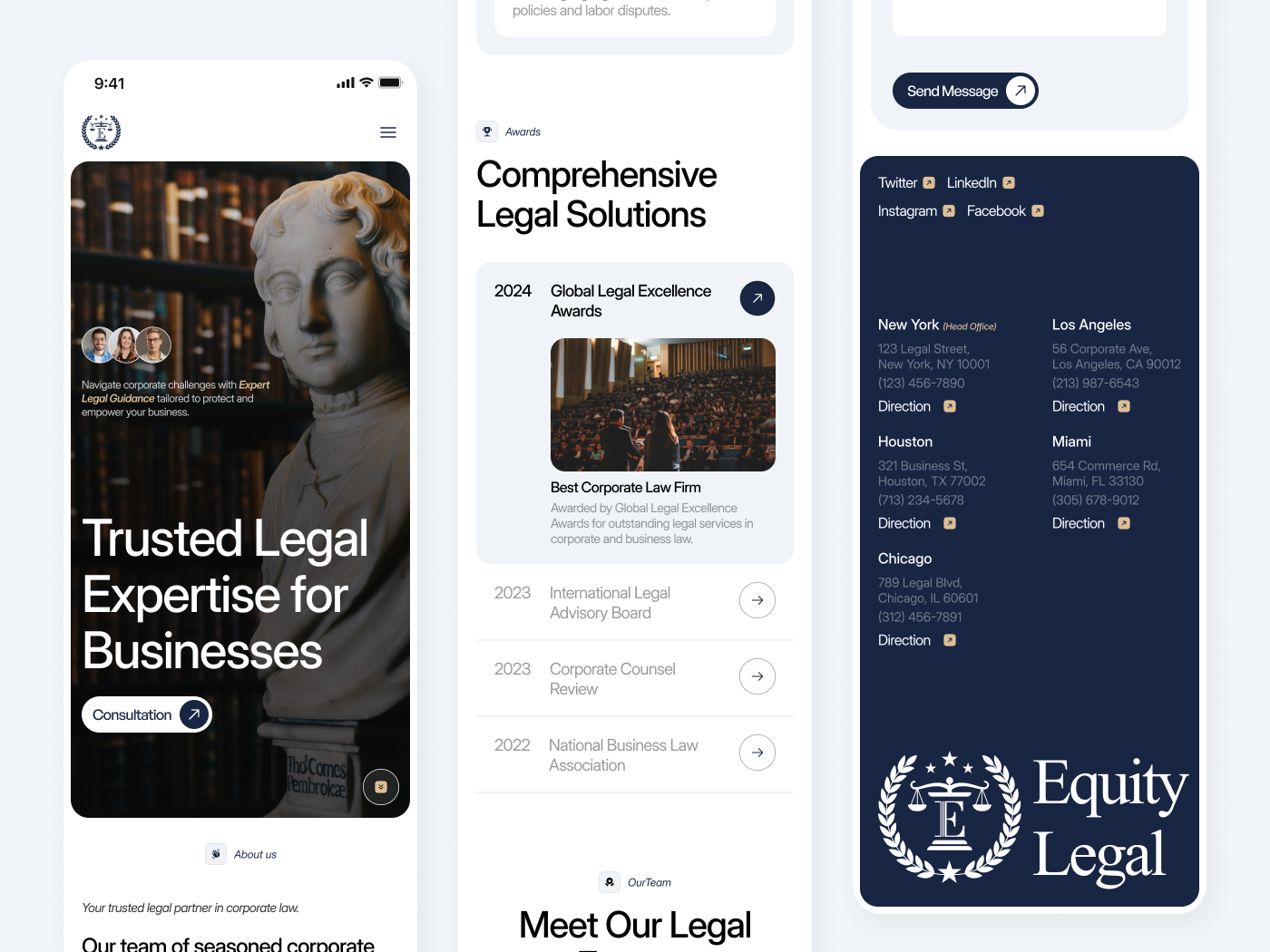 EquityLegal: Modern corporate law website credibility