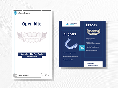 Aligner Experts Meta Ads ad ads aligner branding dental dentist design educational experts graphic design illustration invisalign marketing meta orthodontic ppc promo social teeth ui