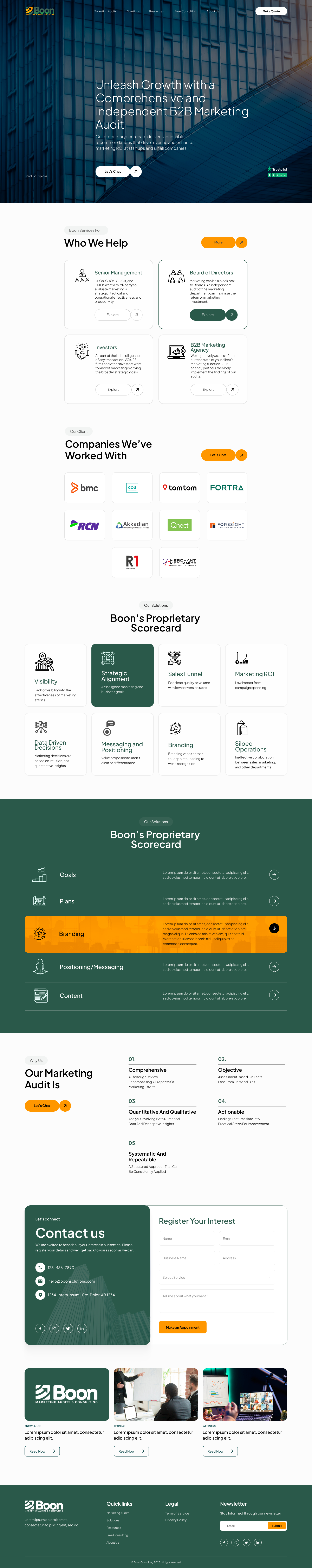 Boon Marketing Audits and Consulting Web Design consulting company consulting website economy figma landing page marketing company marketing website uiux design web design