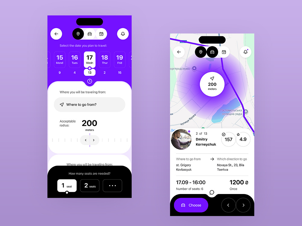 Fellow Traveler App app booking driver fellow traveler hitchhiking ios taxi uber ui ux