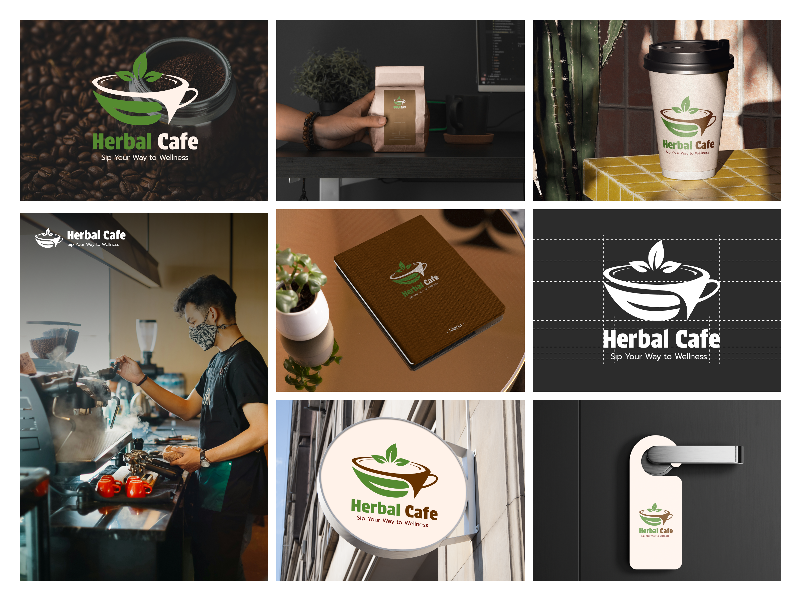 Herbal Café – Branding Design 🌿 3d cafe coffecafe design digital branding digitalbranding freelance design graphic design mockups teacafe website