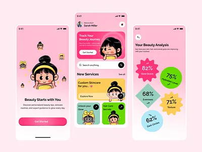 Beauty Mobile App-Swan Design Agency beauty beautyappdesign beautyappui creativework dailyui designdaily digitaldesign healtandwellness interfacedesign minimaldesign mobileappdesign mobileui moderndesign skincaredesign skincareui stickers ui uidesign uiinspiration uiux