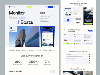Captayn - Yachting Professionals App animation boats branding dashboard design framer homepage landing page product productdesign saas saasdashboard ui ux webapp webapplication webdesign webflow website yacht