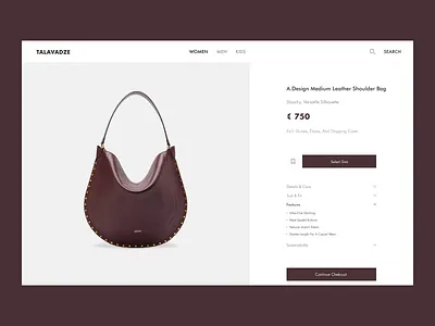 Women's Luxury Fashion E-Commerce Shop bag clean commerce ecommerce fashion luxury minimal minimalism minimalistic shopify ui ux web web design website womens womens bag