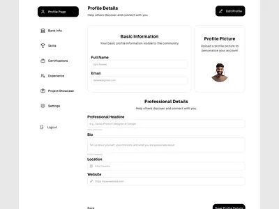 PROFILE SETUP UI FOR SAAS WEB APP saas ui web app