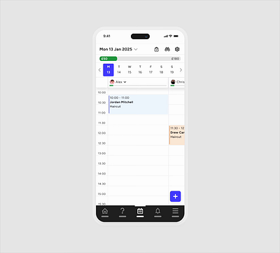 Drag and Drop Appointment for Booking Software animation app app design appointment booking app booking management calendar drag and drop mobile mobile screen product design prototype timetable ui ux design