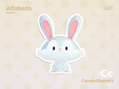 Conejo (Rabbit) baby bunny c caricatura cartoon character children cute english illustration kids learn procreate rabbit spanish sticker うさぎ 兔子