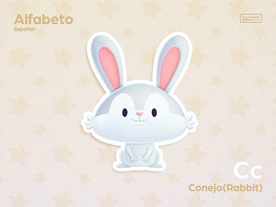 Conejo (Rabbit) baby bunny c caricatura cartoon character children cute english illustration kids learn procreate rabbit spanish sticker うさぎ 兔子