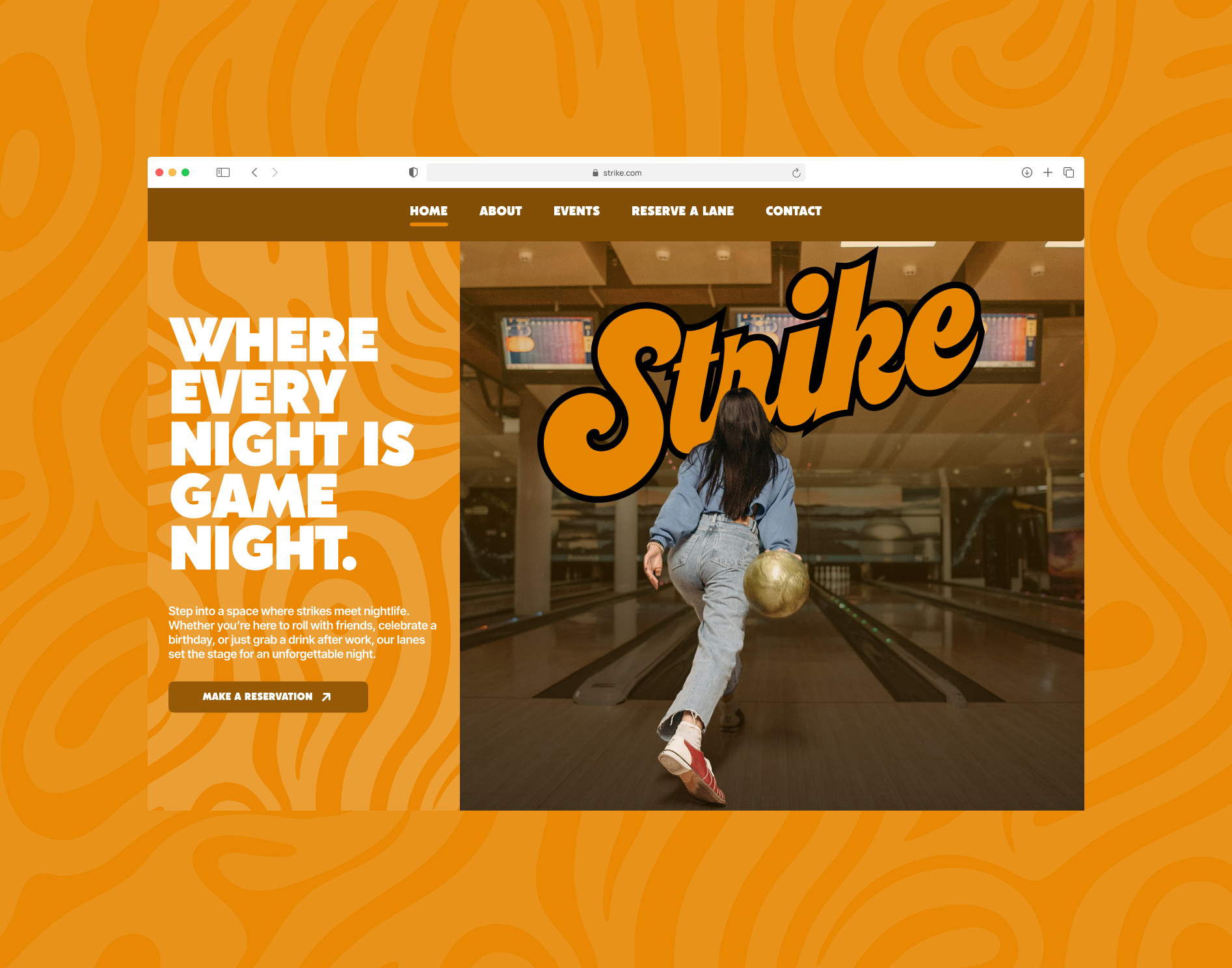 Bowling Alley Landing Page homepage ui ux