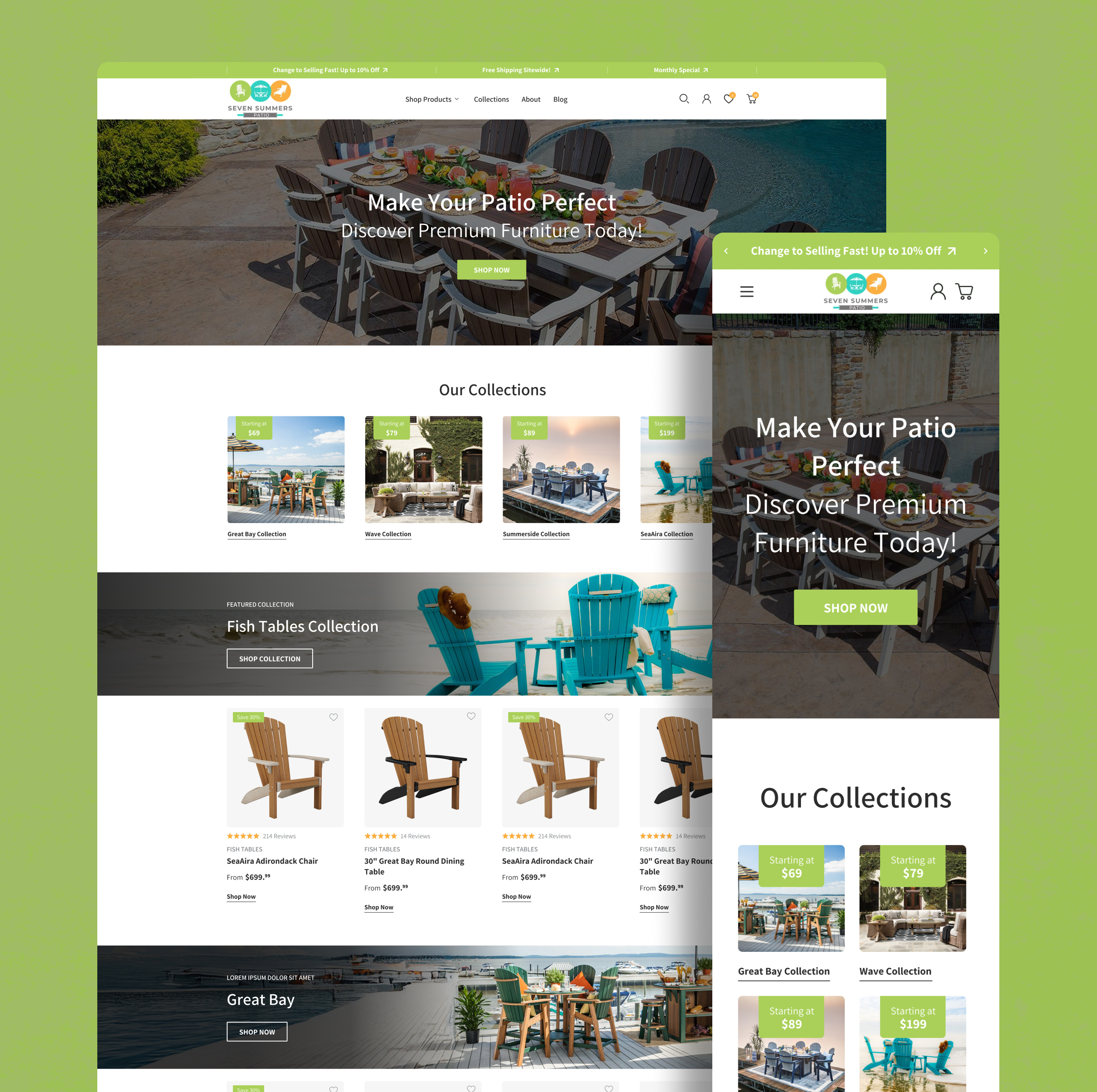 Seven Summers Patio Furniture clean ui