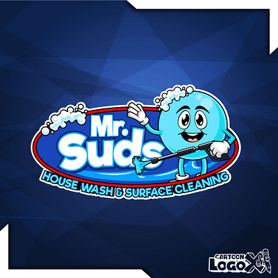 Custom Cartoon Cleaning Mascot Logo – Mr. Suds cartoon branding agency vector mascot design