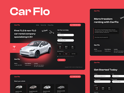 CarFlo - EV Rental Company in New York car car rental dark theme dribbble electric vehicle figma landing page new york tesla ui ui design userinterfac