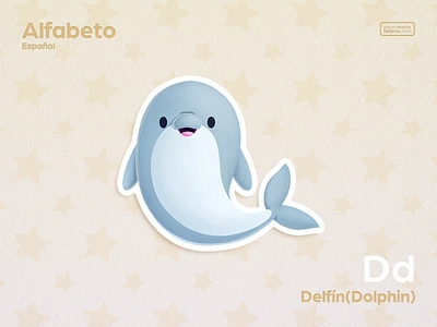 Delfín (Dolphin) caricatura cartoon character children clean cute d delfin dolphin english illustration kawaii kids learn mexico procreate spanish sticker イルカ 海豚