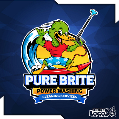 Custom Pressure Washing Cartoon Logo for Business Branding cartoon branding agency logo design agency