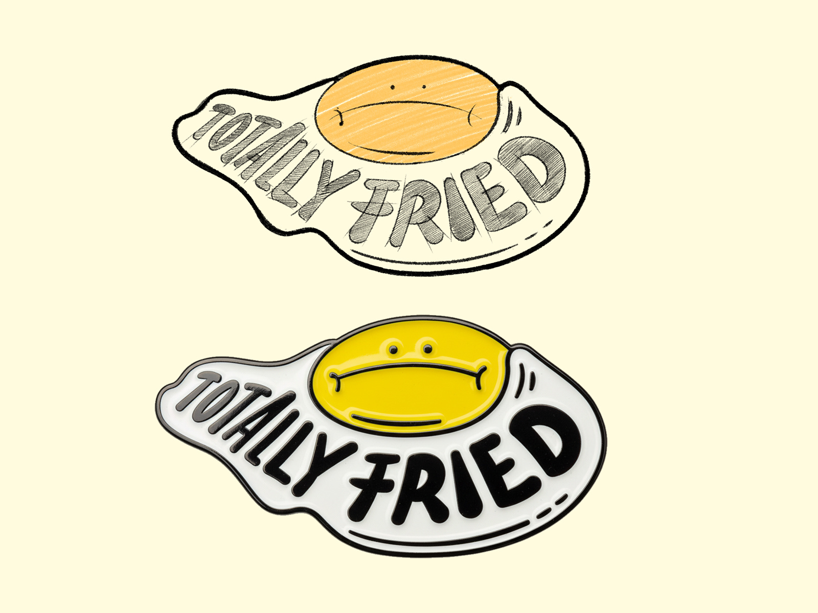 Totally fried – ball marker design (lettering + illustration) ball marker illustration lettering merch print sketch typography