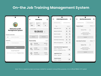 On-the-Job Training Management System capstone project figma mobile ui prototype ux research