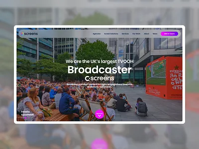 C-Screens - Leading Out-of-Home TV Broadcaster - Website Design animation digital agency digital design entertainment online tv ui web design web development website website build