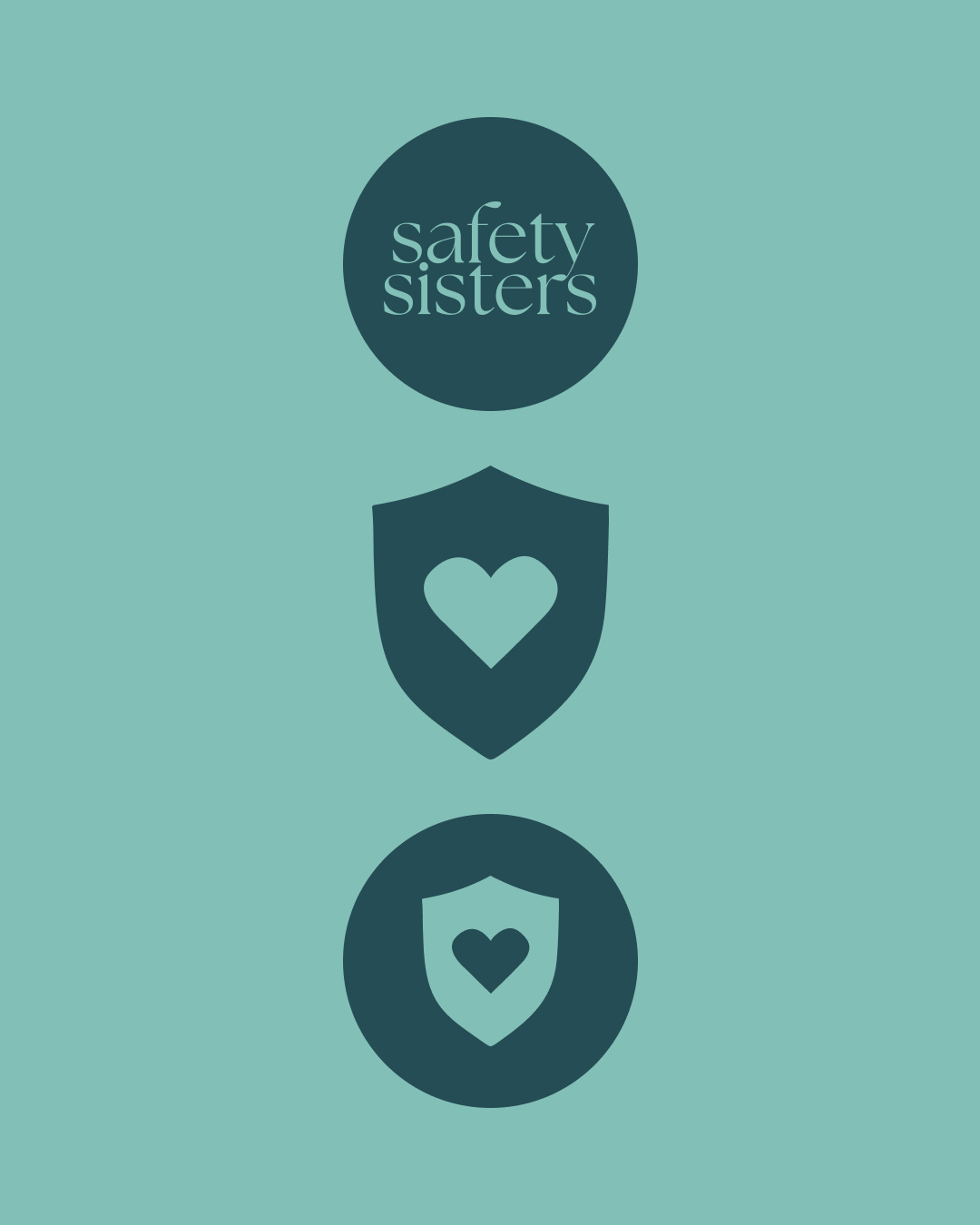 Safety Sisters Branding brand brand assets brand design branding concept creative design graphic design heart icon iconography illustration logo logo design pink teal vector