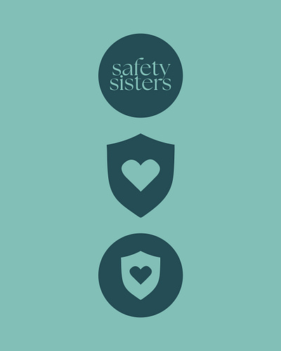 Safety Sisters Branding brand brand assets brand design branding concept creative design graphic design heart icon iconography illustration logo logo design pink teal vector