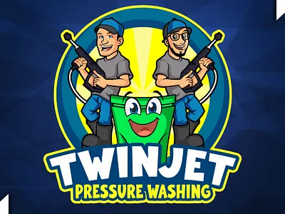 TwinJet Pressure Washing – Custom Cartoon Business Logo cartoon branding agency logo design agency