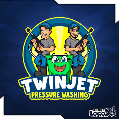TwinJet Pressure Washing – Custom Cartoon Business Logo cartoon branding agency logo design agency