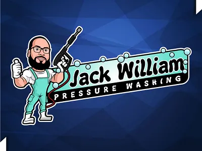 Pressure Washing Cartoon Logo for Jack William cartoon style branding