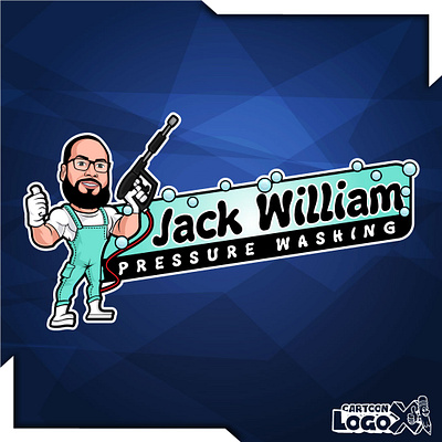 Pressure Washing Cartoon Logo for Jack William cartoon style branding