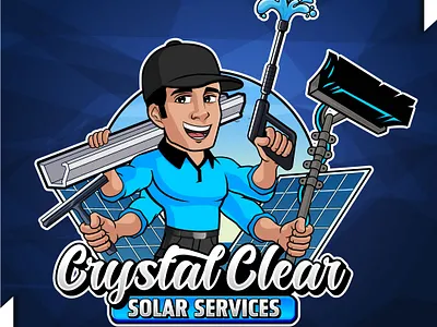 Solar Services Cartoon Logo – Crystal Clear Branding branding for solar companies
