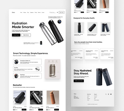 Smart Water Bottle Landing Page Design branding design figma framer hydartion illustration landing page smart water bottle ui uiux web design website design