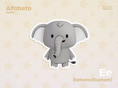 Elefante (Elephant) caricatura cartoon character children clean cute e elefante elephant english illustration kawaii kids learn mexico procreate spanish sticker 大象 象