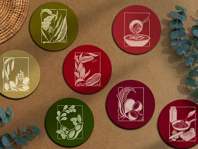 Linocut Style Icon Set Collection branding calendar design card design coaster design digital art digital illustration food branding food icon design food illustration graphic design handmade design icon design iconography illustration linocut style restaurant branding stamp style tattoo vintage art visual identity design