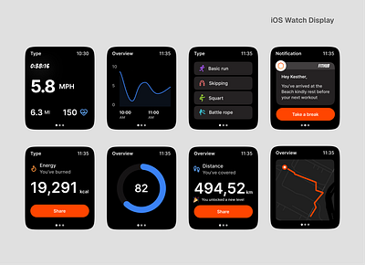 iOS Watch Fithub view branding clean design dark mode design fitness ios product design ui design