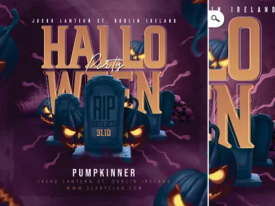 Halloween Party Flyer Template club disguise dj evening event flyer ireland night party pumpkin spooky themed