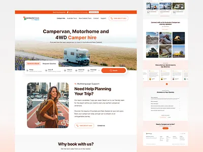 Campervan Hire Website Redesign – Before & After booking campervan figma landing page minimal design modern regedign travel ui uiux uxui design web design website website design