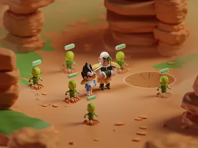 Dragon Ball Z Tactics 3d animation b3d blender concept dbz dragon ball game isometric render tactics